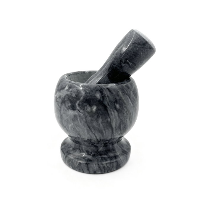 Inde Mortero de Mármol Negro, Dimensiones 11x11 cm - Quttin (12 Unidades)