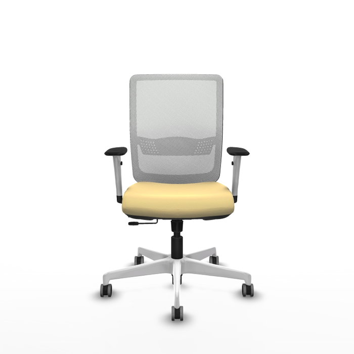 PIQUERAS Y CRESPO Silla de oficina Haches con mecanismo Sincro/Traslack, Crema y Blanco