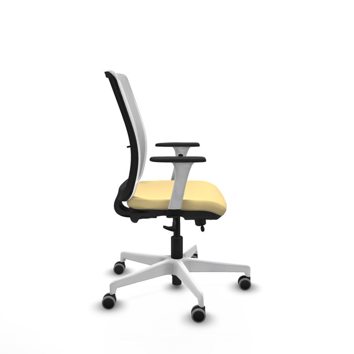PIQUERAS Y CRESPO Silla de oficina Haches con mecanismo Sincro/Traslack, Crema y Blanco