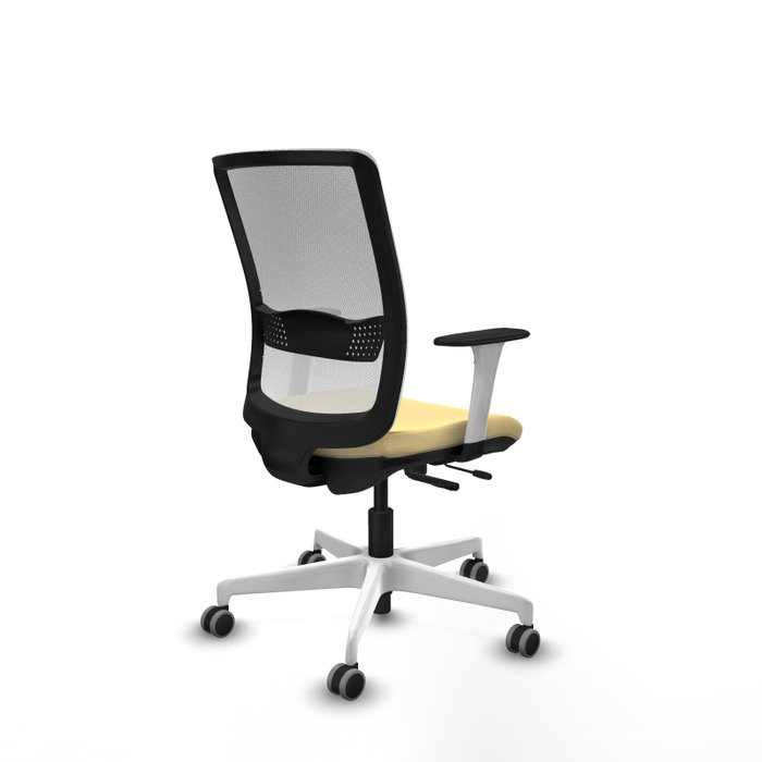 PIQUERAS Y CRESPO Silla de oficina Haches con mecanismo Sincro/Traslack, Crema y Blanco