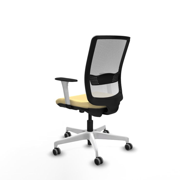 PIQUERAS Y CRESPO Silla de oficina Haches con mecanismo Sincro/Traslack, Crema y Blanco
