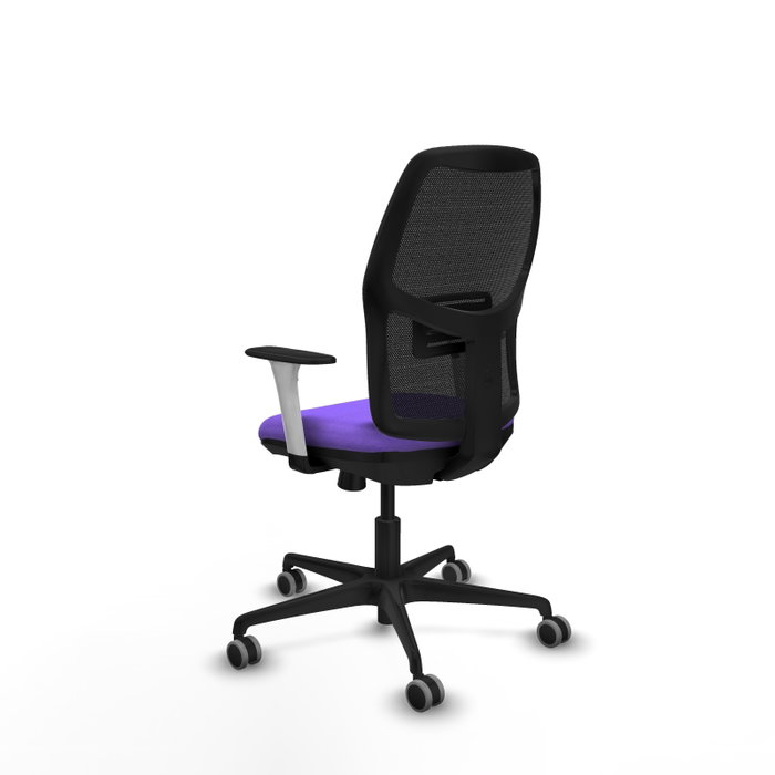 Silla de escritorio acolchada Alfera para mesa de escritorio, ideal para la columna, con respaldo fijo y brazos blancos, soporte lumbar regulable, mecanismo Sincro/Traslack, hasta 120 Kg