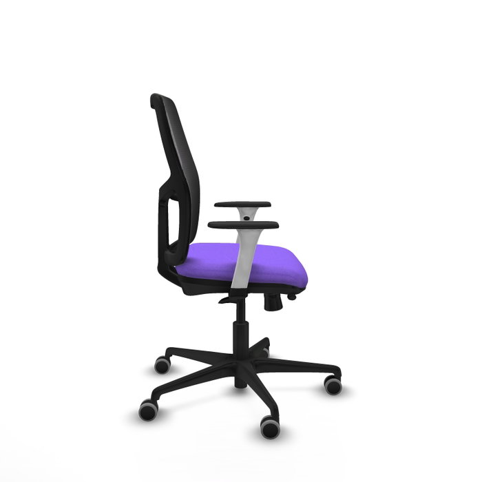 Silla de escritorio acolchada Alfera para mesa de escritorio, ideal para la columna, con respaldo fijo y brazos blancos, soporte lumbar regulable, mecanismo Sincro/Traslack, hasta 120 Kg