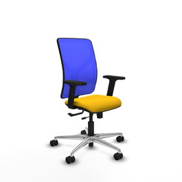 PIQUERAS Y CRESPO Silla de oficina Motilla con mecanismo Sincro/Traslack, Tela Amarilla y Malla Azul