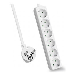 Helos CLASSIC Regleta de enchufes 6 salidas, blanco, 1,5 m