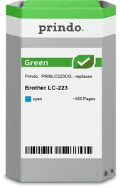 Prindo Green Cartucho de Tinta Cian Compatible con Brother LC223C ~550 Páginas