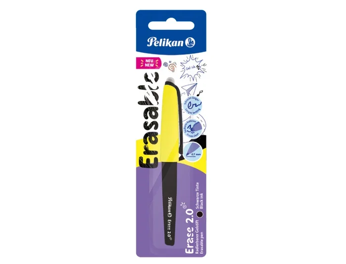 Pelikan Erase 2.0 Roller Tinta Gel Borrable Punta 0,7 mm Color Negro - Roller de Tinta Gel Borrable