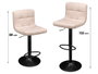 GIFTDECOR Taburete Acolchado con Respaldo Beige, Metal y Negro (Pack de 2)