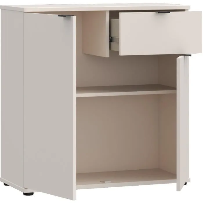 GANYMEDE Aparador Pequeño Mueble de Almacenaje GNMk222lu60 2 Puertas 1 Cajón Arena 80,1 x 34,1 x 82,3 cm