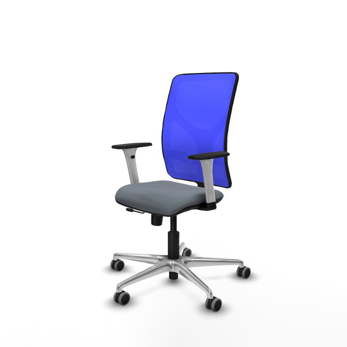 PIQUERAS Y CRESPO Silla de oficina Motilla con mecanismo Sincro/Traslack, Gris y Azul