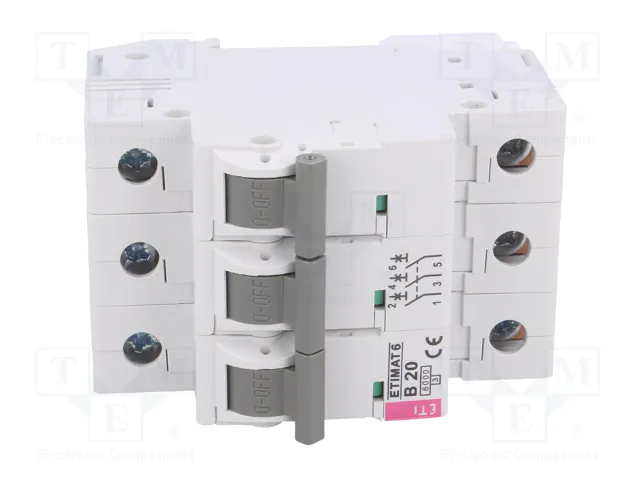 ETI POLAM Interruptor magnetotérmico ETIMAT 6 3P 20A 6kA ETI POLAM Interruptor magnetotérmico ETIMAT 6 3P 20A 6kA