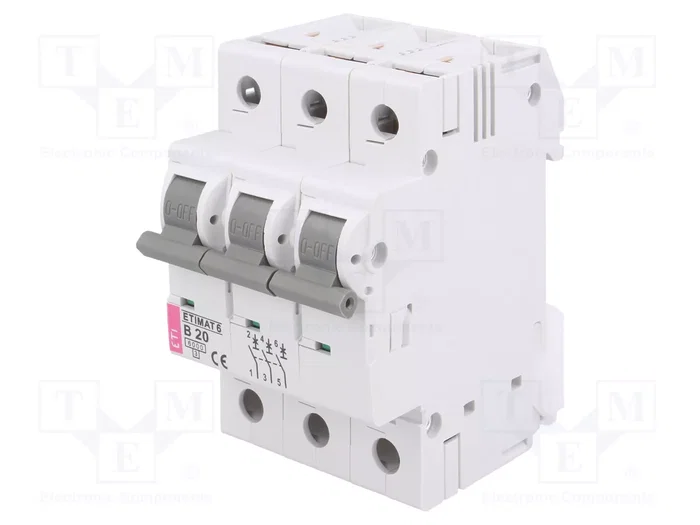 ETI POLAM Interruptor magnetotérmico ETIMAT 6 3P 20A 6kA ETI POLAM Interruptor magnetotérmico ETIMAT 6 3P 20A 6kA