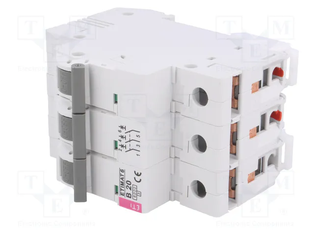 ETI POLAM Interruptor magnetotérmico ETIMAT 6 3P 20A 6kA ETI POLAM Interruptor magnetotérmico ETIMAT 6 3P 20A 6kA