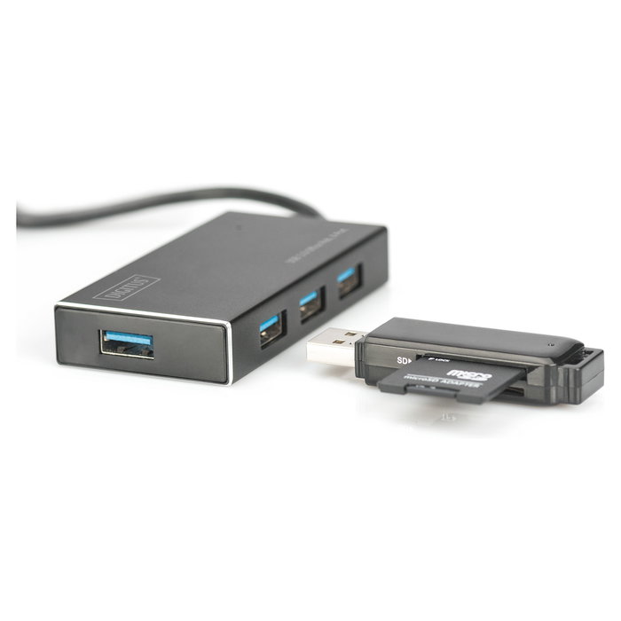 Digitus Hub USB 3.0 de 4 Puertos con Fuente de Alimentación Externa, Color Negro