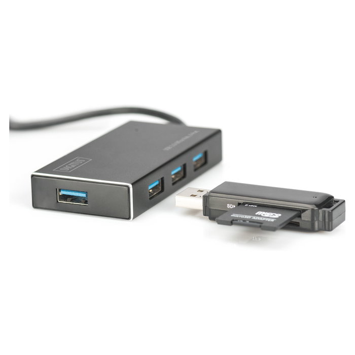 Digitus Hub USB 3.2 Gen 1 con 4 puertos y alimentación, Negro