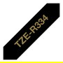 Brother Cinta TZE-R334 TZe 12mm Negro/Oro para Etiquetadora P-Touch - Compatible con PTH100, PT-H110, PT-E300VP, PT-H500, PT-P750W, PT-P900W (4m)