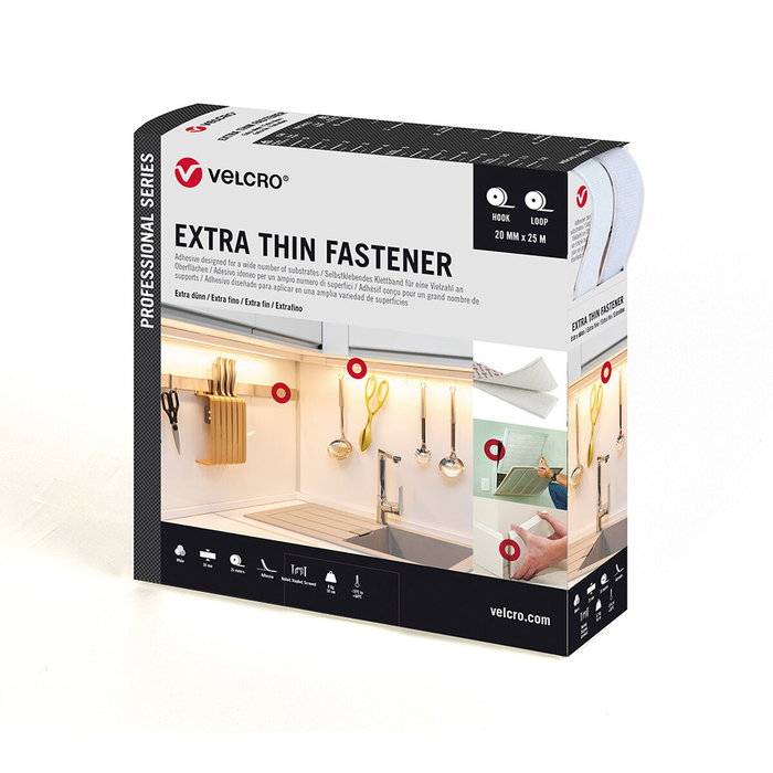 Velcro® Cinta adhesiva extrafina blanca 20 mm x 25 m Velcro® Cinta adhesiva extrafina blanca 20 mm x 25 m