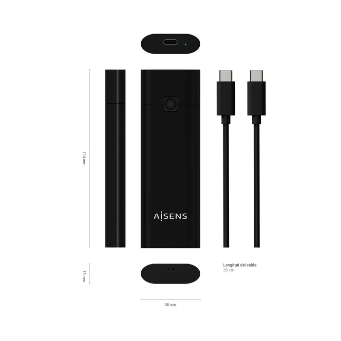 Aisens Caja Externa M.2 NVMe ASM2-020B USB 3.2 Gen2 Negra