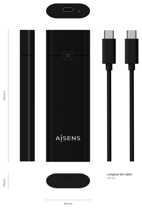 Aisens Caja Externa M.2 NVMe ASM2-020B USB 3.2 Gen2 Negra