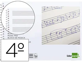 Liderpapel Bloc de música de pentagrama 3mm cuarto 20 hojas 100g/m2