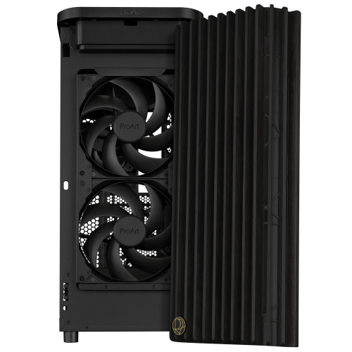 Asus ProArt PA401 Wood Edition PC Case with Glass Side Panel, Model 90DC00M0-B39000, Black on Transparent