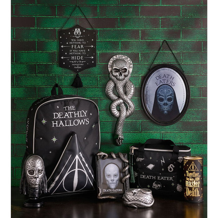 WIDDOP & CO Mochila Harry Potter Reliquias de la Muerte Dark Arts - Tela de alta calidad con adornos auténticos