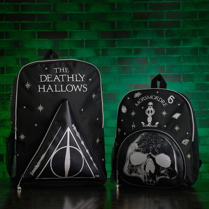 WIDDOP & CO Mochila Harry Potter Reliquias de la Muerte Dark Arts - Tela de alta calidad con adornos auténticos