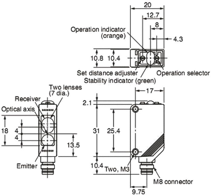 OMRON E3Z-LS88 Sensor Fotoeléctrico PNP OMRON E3Z-LS88 Sensor Fotoeléctrico PNP