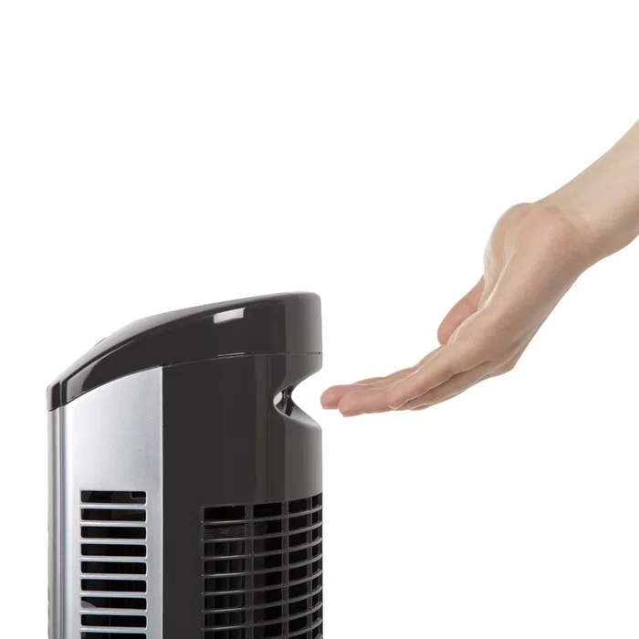 Orbegozo TWM 0975 Ventilador de Torre Oscilante, Negro/Acero Inoxidable, 45W, 3 Velocidades, Mando a Distancia, Temporizador 4h, 77 cm Alto