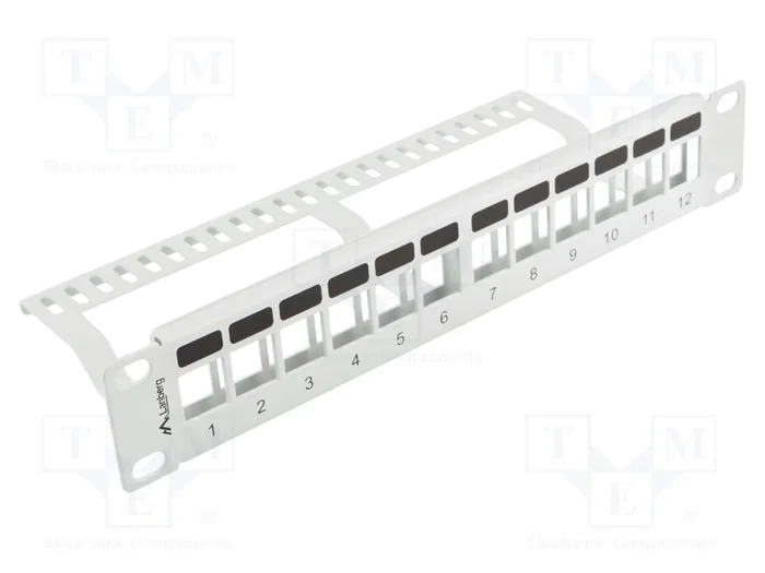 Lanberg Panel de parches vacío de 12 puertos, 1U, 10 pulgadas con organizador, gris Lanberg Panel de parches vacío de 12 puertos, 1U, 10 pulgadas con organizador, gris