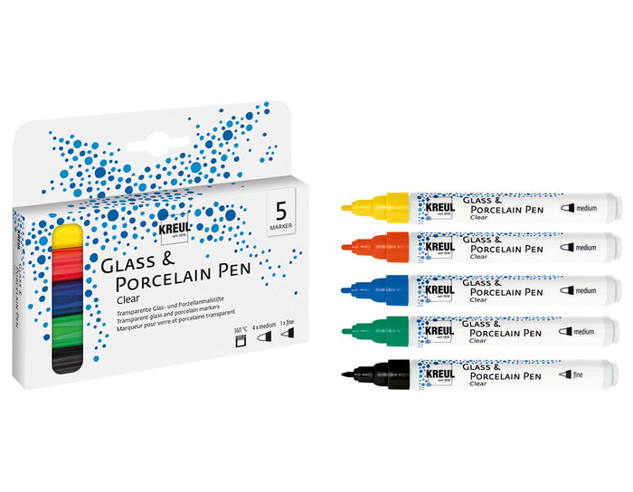 Kreul Set 5 rotuladores GLASS COLOR Pen