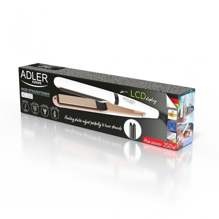 ADLER Plancha de Pelo Cerámica con Pantalla LCD 45W