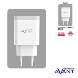 Avant Connect Adaptador de Corriente 18W QC3.0 con 1 Puerto USB, Carga Rápida