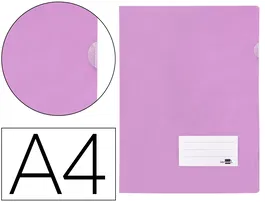 Liderpapel Carpeta dossier A4 con uñero, lavanda opaco, polipropileno translúcido, tarjetero y solapa interior, 20 hojas, 180 micras