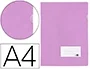 Liderpapel Carpeta dossier A4 con uñero, lavanda opaco, polipropileno translúcido, tarjetero y solapa interior, 20 hojas, 180 micras