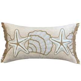 DKD Home Decor Cojin Mediterraneo Crema Natural Chenilla Yute 15 x 35 x 60 cm (2 Unidades)