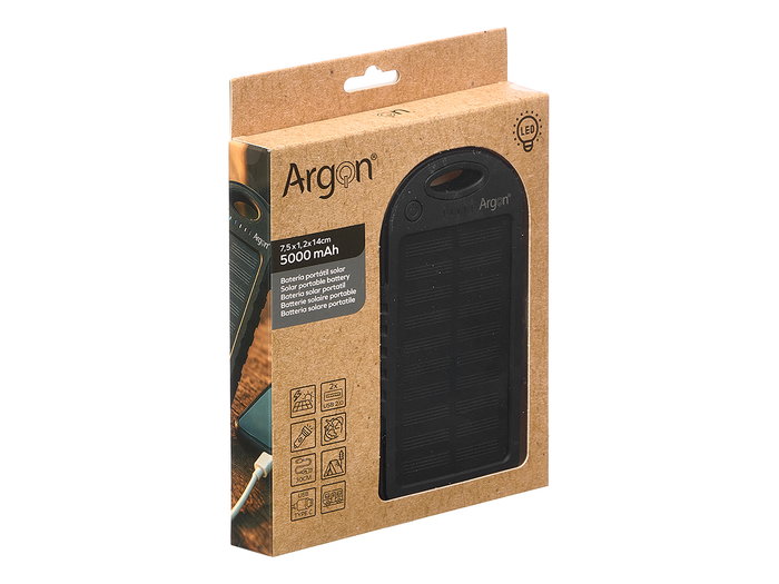 ARGON BATERIA PORTATIL SOLAR con 5000mAh y USB C
