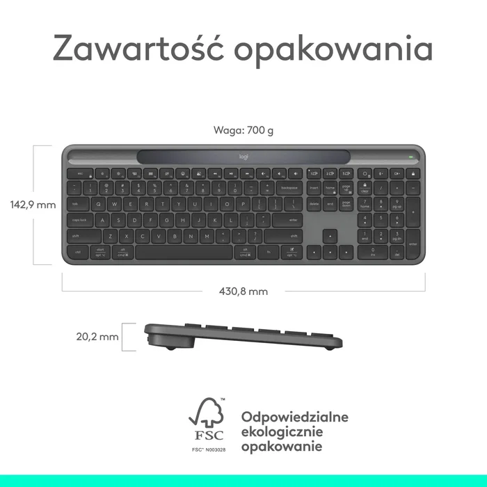 Logitech Teclado Inalámbrico Signature Slim Solar+ Grafito Diseño Polaco Logitech Teclado Inalámbrico Signature Slim Solar+ Grafito Diseño Polaco