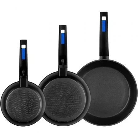 Monix Pack de 3 Sartenes Forjadas Martin Berasategui, Aluminio Forjado, Antiadherente Teflon Classic, Mango Baquelita, para Todo Tipo de Encimeras, 18-22-26 cm