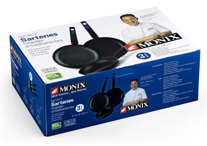 Monix Pack de 3 sartenes de aluminio forjado 18, 22 y 26 cm Monix Pack de 3 sartenes de aluminio forjado 18, 22 y 26 cm
