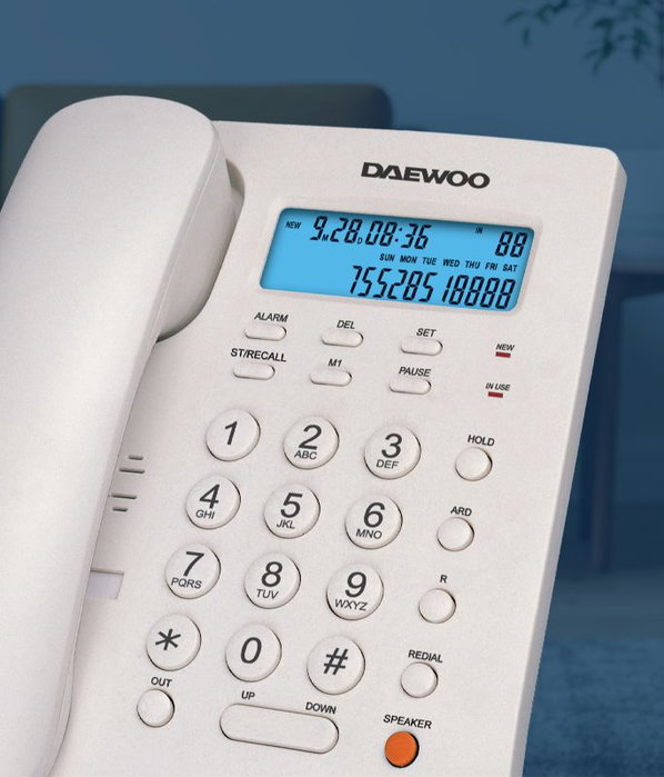 Daewoo DW6310 Teléfono Fijo Blanco con Pantalla Retroiluminada