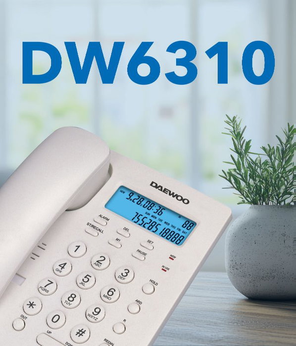 Daewoo DW6310 Teléfono Fijo Blanco con Pantalla Retroiluminada