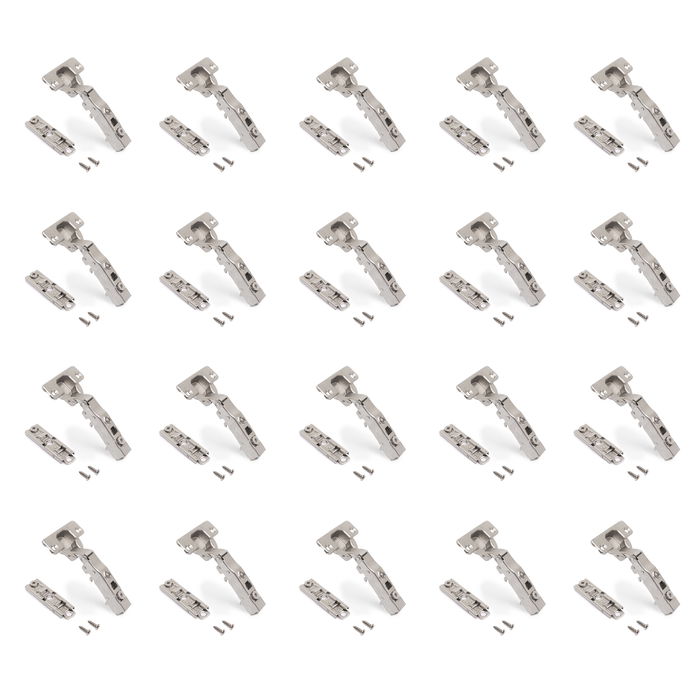 Emuca Lote de 20 bisagras rectas X91 con cierre suave y suplemento recto para atornillar, Altura 1, Acero, Niquelado Emuca Lote de 20 bisagras rectas X91 con cierre suave y suplemento recto para atornillar, Altura 1, Acero, Niquelado