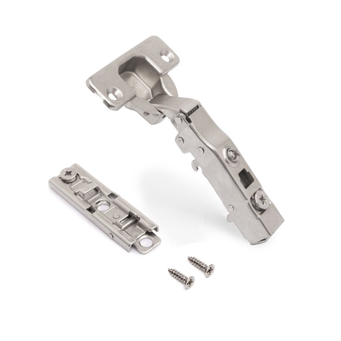Emuca Lote de 20 bisagras rectas X91 con cierre suave y suplemento recto para atornillar, Altura 1, Acero, Niquelado Emuca Lote de 20 bisagras rectas X91 con cierre suave y suplemento recto para atornillar, Altura 1, Acero, Niquelado