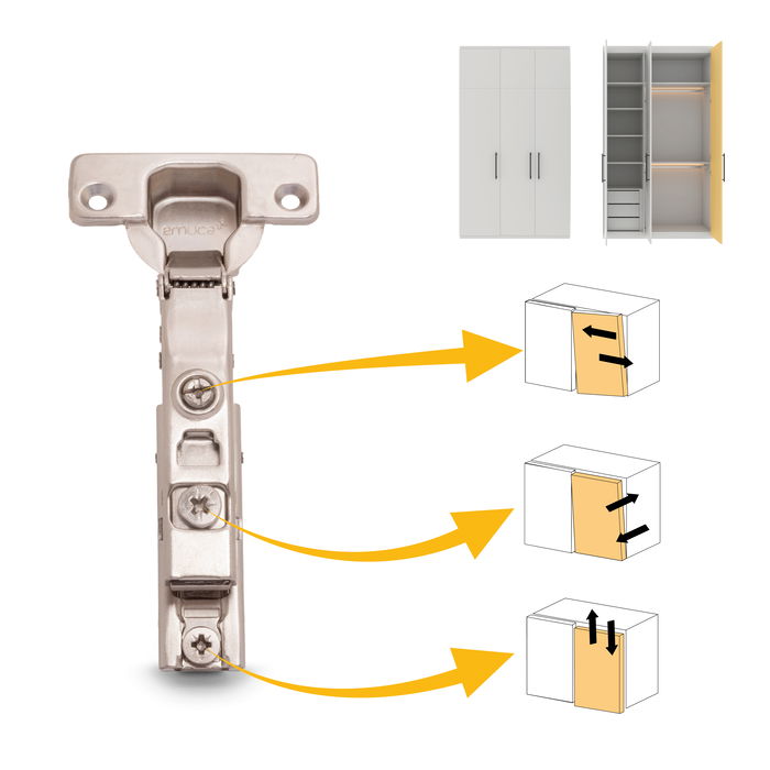 Emuca Lote de 20 bisagras rectas X91 con cierre suave y suplemento recto para atornillar, Altura 1, Acero, Niquelado Emuca Lote de 20 bisagras rectas X91 con cierre suave y suplemento recto para atornillar, Altura 1, Acero, Niquelado