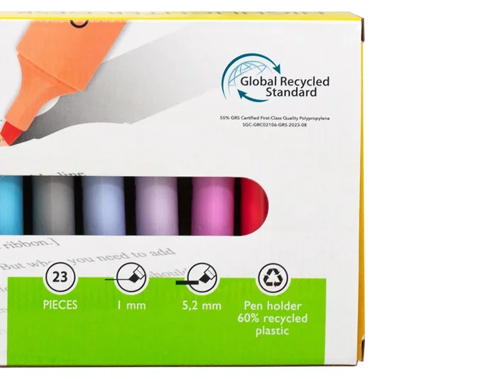 Q-connect Rotulador fluorescente punta biselada, estuche de sobremesa, 23 unidades, colores surtidos