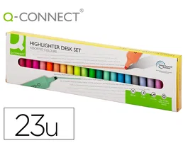Q-connect Rotulador fluorescente punta biselada, estuche de sobremesa, 23 unidades, colores surtidos