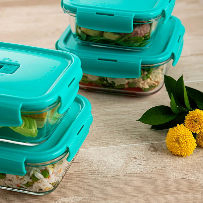 Recipiente Cuadrado Hermético Vidrio Turquesa Luminarc 76 cL (6 Unidades) Recipiente Cuadrado Hermético Vidrio Turquesa Luminarc 76 cL (6 Unidades)