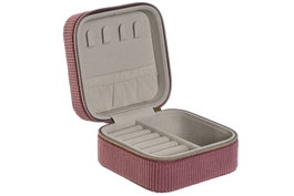 DKD Home Decor Joyero de Viaje en Poliéster Acabado Pana Magenta