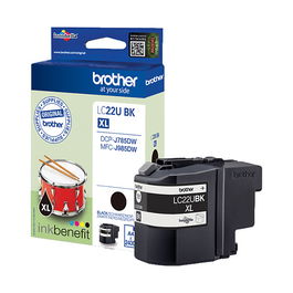 Brother LC22UBK Tinta Negra XL Alto Rendimiento Pigmento 2400 Páginas Original Pack Individual para DCP-J785DW MFC-J985DW